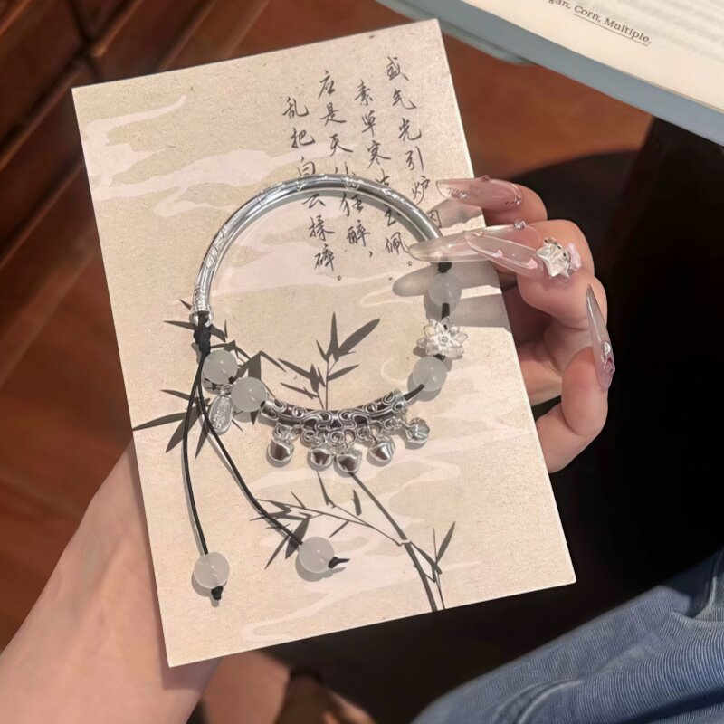 新中式莲花铃铛半镯手链女小众设计清冷感闺蜜手串独特手饰礼物