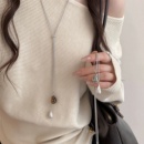 虎眼石水滴抽拉项链女2025新款 毛衣链配饰 秋冬轻奢小众设计感长款