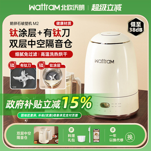 北欧沃朗鹅卵石破壁机家用全自动新款静低噪音小型料理榨汁豆浆M2