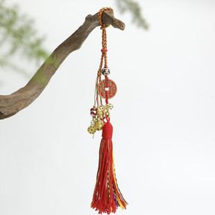新年赤马红羊年新款山鬼花钱原创设计手工编绳挂件汽车内饰车挂
