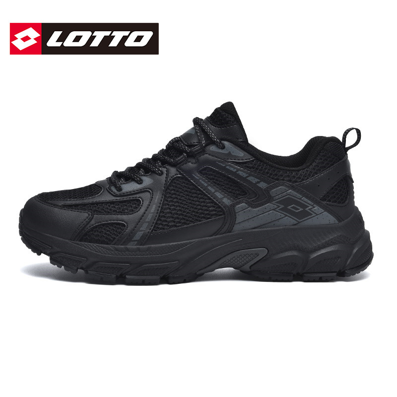 LOTTO乐途男鞋2026新款春秋黑色透气网面运动鞋轻便户外登山鞋女