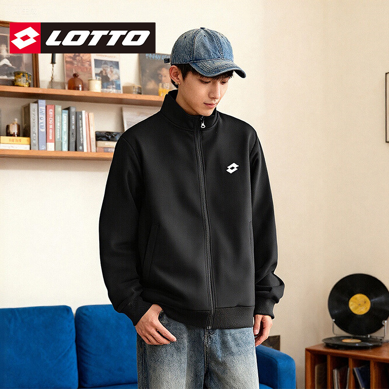 LOTTO乐途立领开衫卫衣男2026春秋新款宽松拉链棉感休闲运动外套