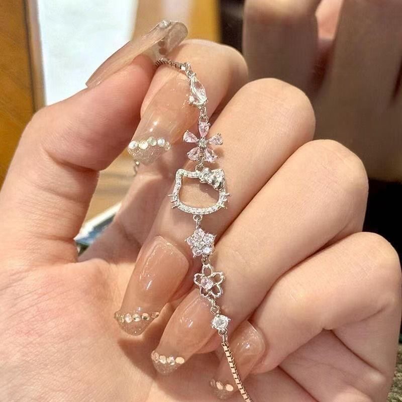 校园HelloKitty凯蒂猫手链女甜美小众精致桃花手环送闺蜜生日礼物