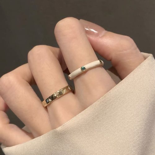 复古轻奢珐琅戒指女ins小众设计开口可调节气质食指戒尾戒新款潮