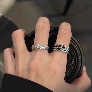暗黑风星芒戒指男女ins小众设计简约轻奢指环冷淡风高级感开口戒