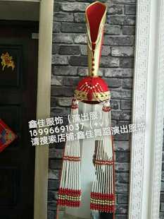 2020蒙古族帽子儿童蒙古族帽子红色头饰帽子民族演出头饰考试帽子