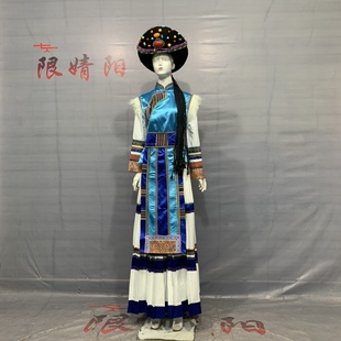 2022新款女士少数民族风服饰普米族女生成人百褶裙舞蹈表演出服装