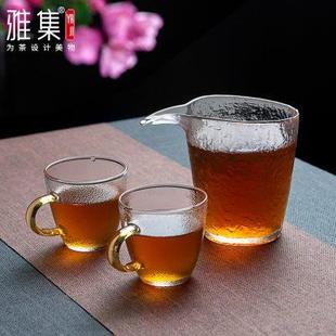 耐热锤纹玻璃茶具套装 雅集日式 功夫茶具家用泡茶壶盖碗茶杯冲茶器