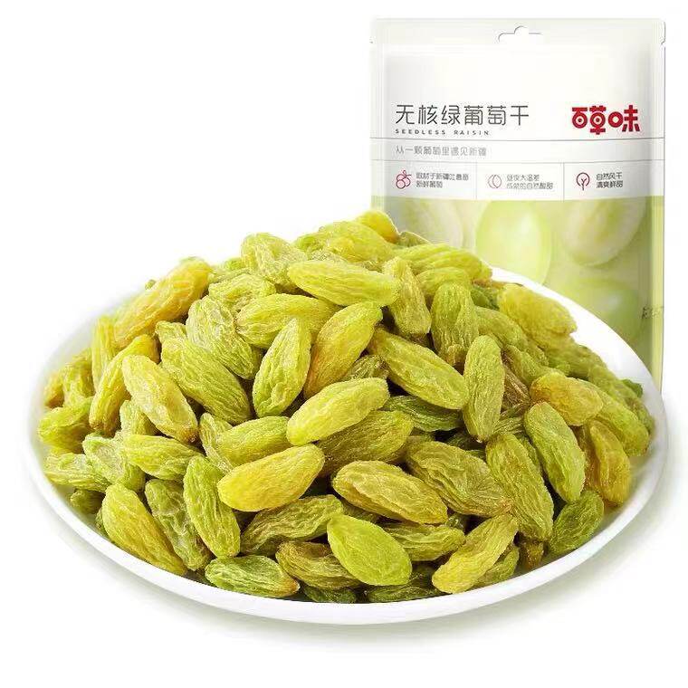 百草味无核绿葡萄干100g箱规90包