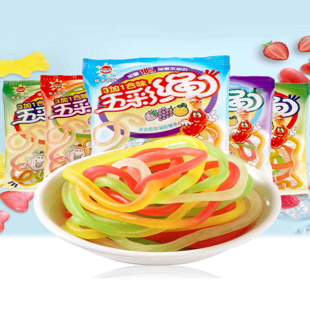 优卡五彩绳果汁软糖糖果8090后
