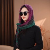 2026春夏新款 百搭防晒围巾旅行拍照外搭披肩 渐变麻花头巾帽女时尚