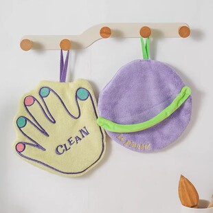 厨房擦手巾挂式珊瑚绒洗手巾可爱擦手帕加厚吸水卫生间速干擦手布