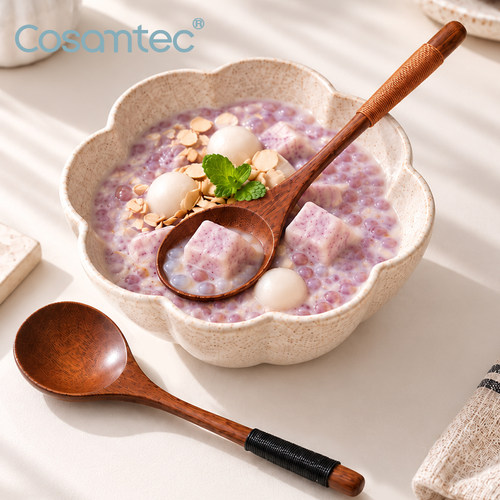 木勺食品级汤勺家用木头勺子吃饭喝汤专用勺短柄小木勺粥勺喝汤勺