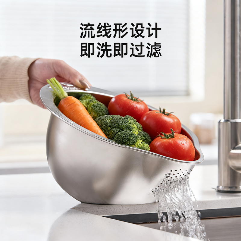 沥水篮洗菜盆304不锈钢加厚滤水篮洗水果洗菜篮子厨房家用沥水盆,餐饮具,洗菜盆/沥水篮/漏水筛,淘宝优惠券,粉丝福利购,淘宝优惠卷