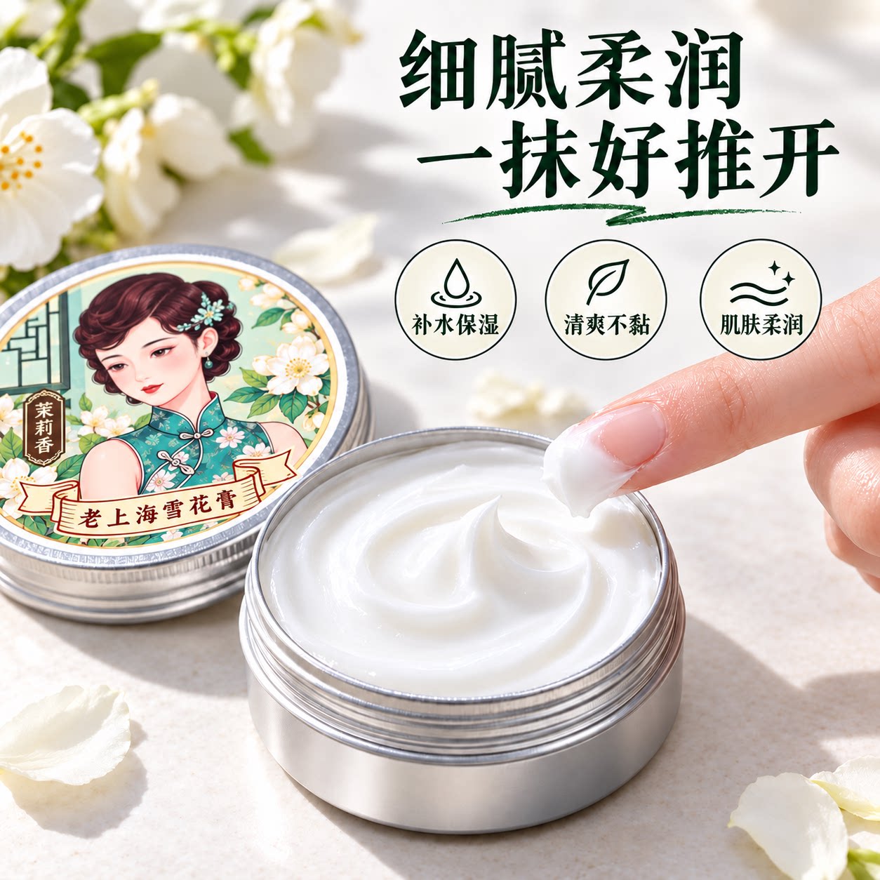 雪花膏经典老上海礼盒装栀子玫瑰樱花香送礼自用纪念版身体护理乳