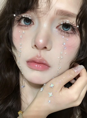 万圣节妆容贴纸流泪妆水钻脸贴