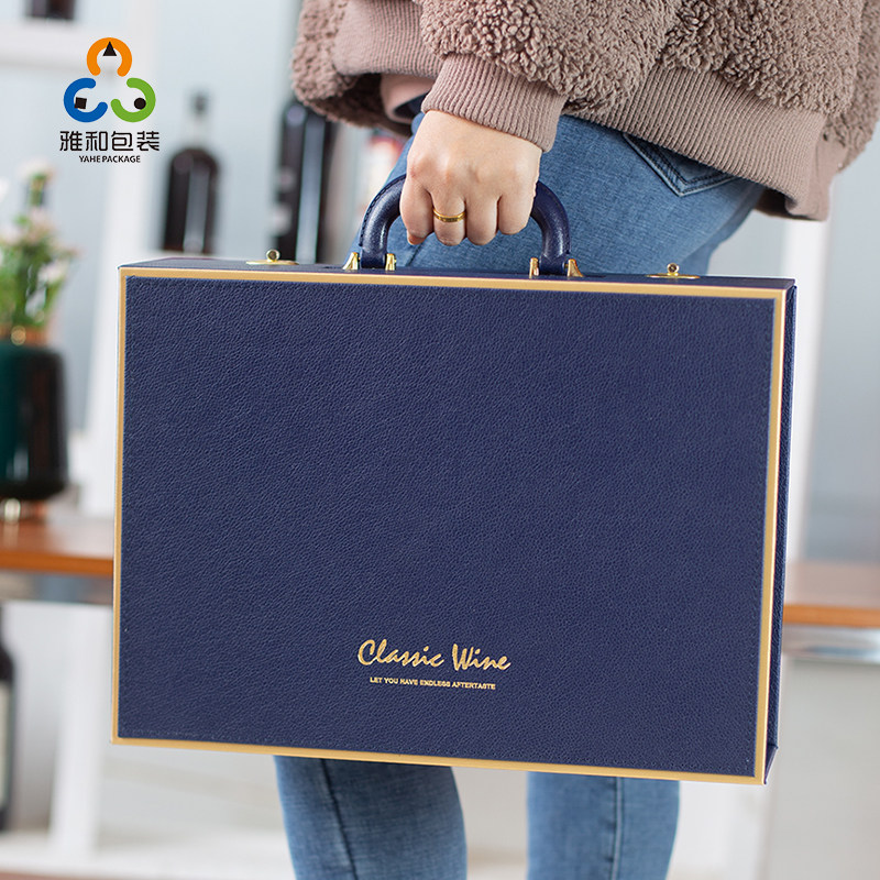 通用定制两支双支装红酒礼盒包装酒盒葡萄酒包装盒礼品YH097皮盒
