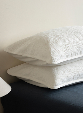 留夏枕套*1对 全棉A类 亲肤简约纯色白色提花百搭可机洗水洗