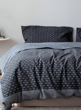 拾遗四件套 Refresh芮夫 全棉德雷系提花色织复古灰黑色原创设计