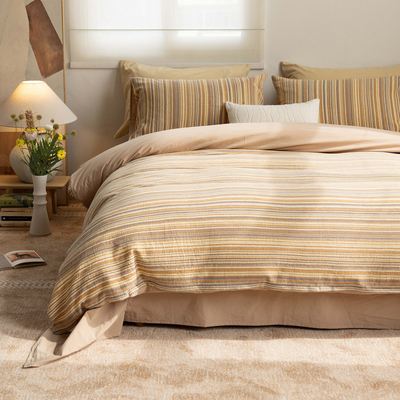 云里四件套 Refresh芮夫 全棉提花田园条纹被套床单笠中古高级感