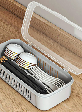 筷子笼带盖家用汤勺篓防尘筷子盒厨房沥水放筷勺子餐具收纳盒