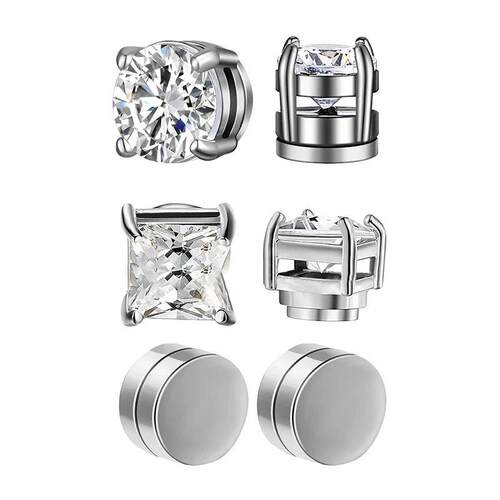 Crystal Strong Magnetic Ear Stud Clip Earrings for Men and W