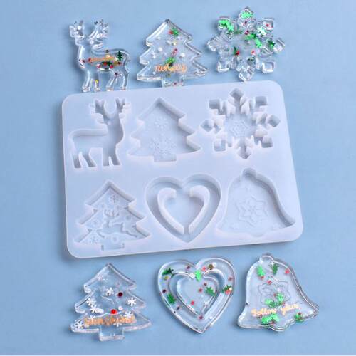 Christmas Mold DIY Resin Crystal Epoxy Mold Snowflake Elk Pe