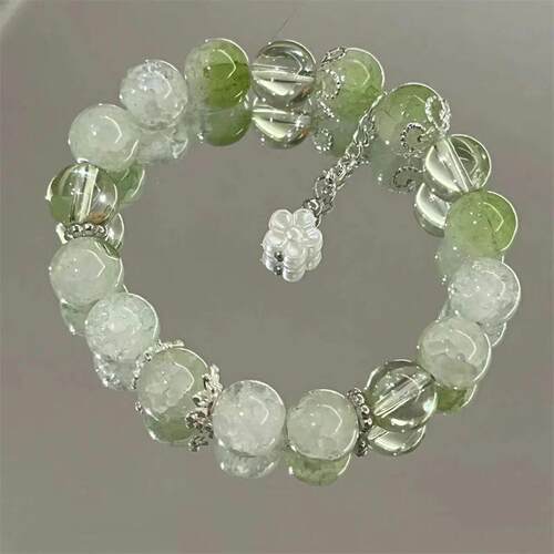 Simple Green Popcorn Crystal Bracelet For Women Girls Korea