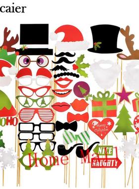Lincaier 50 Pieces Photo Booth Props Merry Christmas Decorat