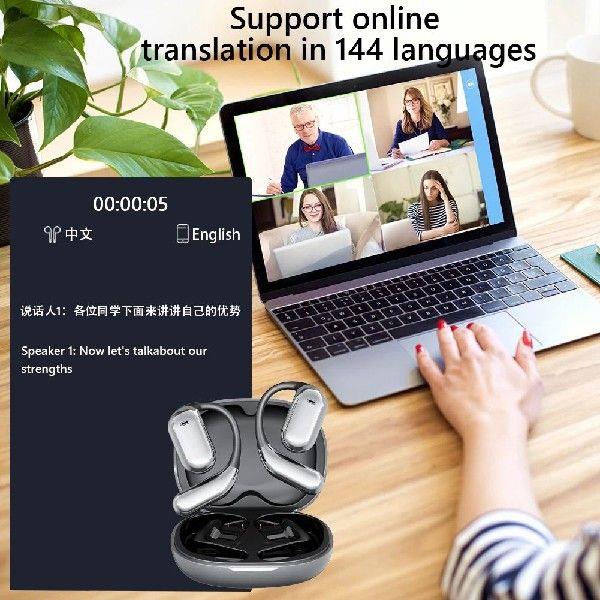 AI实时翻译蓝牙耳机 5.4亚克力吊饰银灰色DIY配件