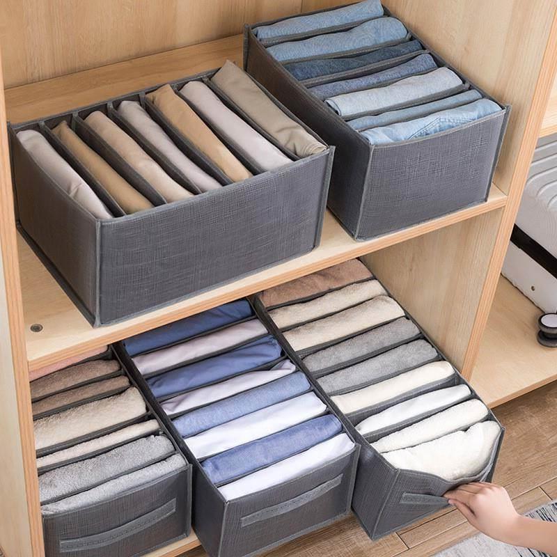 Jeans Compartment Storage Box Closet Organizer Clothes Separ