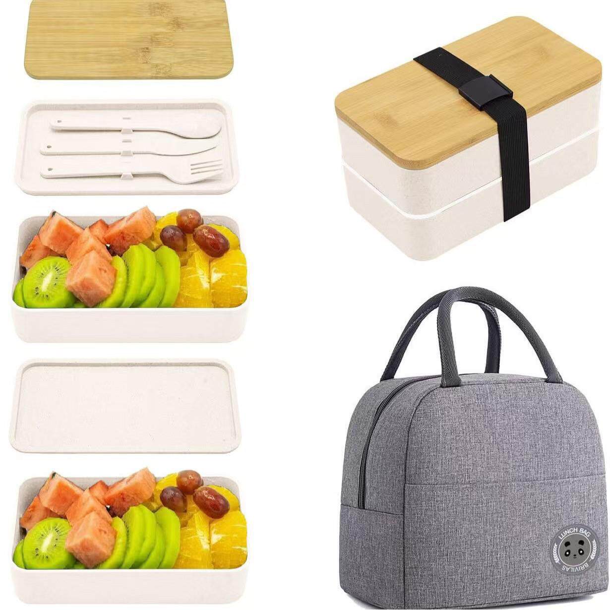 1200毫升便当午餐盒，带袋，餐前准备食品容器盒