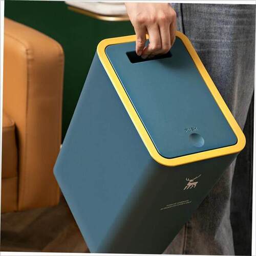 Rubbish Can Kitcn Toilet Trash wi Press Lid Garbage Bin