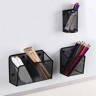 Magnetic Pencil Holder Office Desk Metal Mesh Square Round P