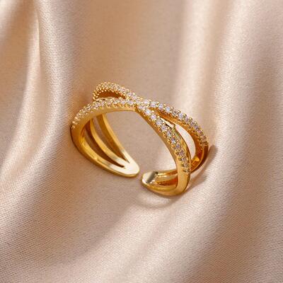Fashion Gold Color Stainless Steel Rings For Women Chain