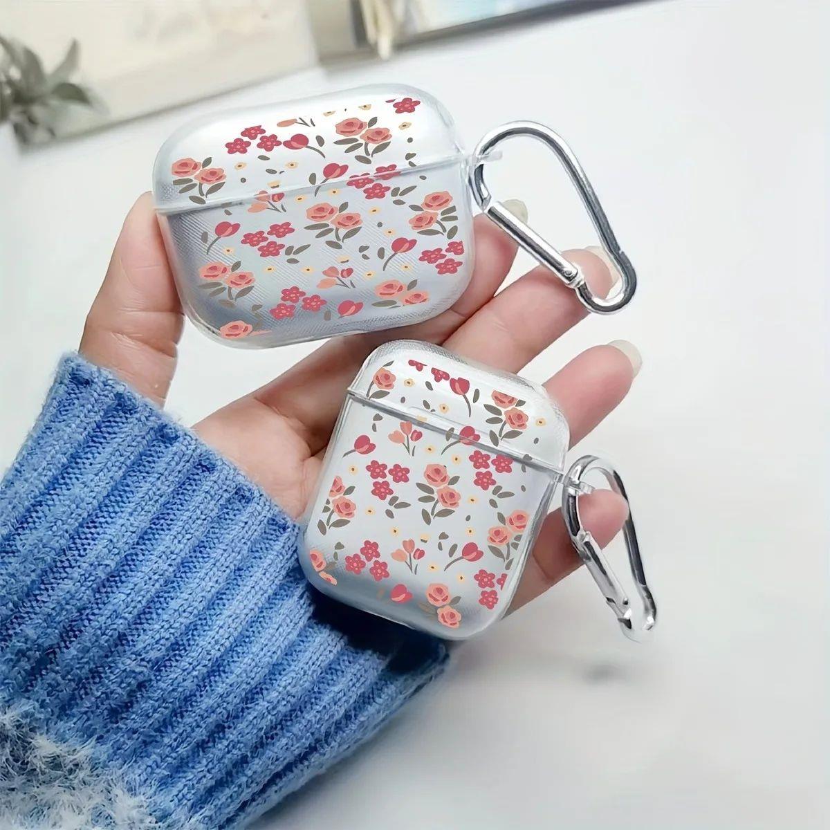 For AirPods Pro/Pro2 Case Flowers Butterfly Clear TPU Earpho