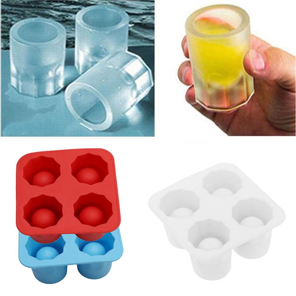 4 Cup Shape Silicone Ice Cube Mold Shot Glass Ice Mould Ice