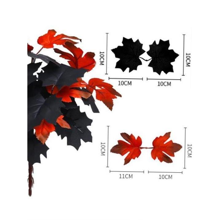 2pcs Halloween simulation maple leaf bunches decorated