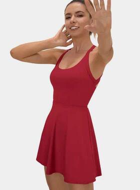 Sexy womens backless sports dress short skirt built-in