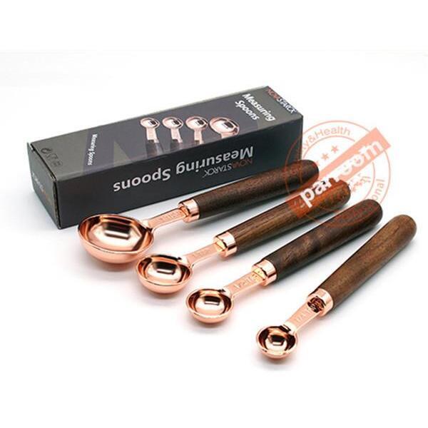 Measuring Spoon Set Wooden Handle黑胡桃木玫瑰金量匙量勺4件套