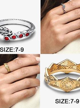 Dragon Family Crown Ring Sparkling Dragon Ring game of Thron