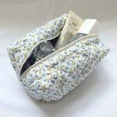 Organizer Flower Floral Quilted Storage Bag Puffy Makeup Pri