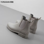 时尚 水鞋 女士短筒雨靴防滑水靴胶鞋 雨牧新品 套鞋 成人切尔西防水雨