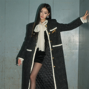 现货 时尚 OLIVIA 5号重工小香长外套女秋冬中长款 气质开衫 DUO