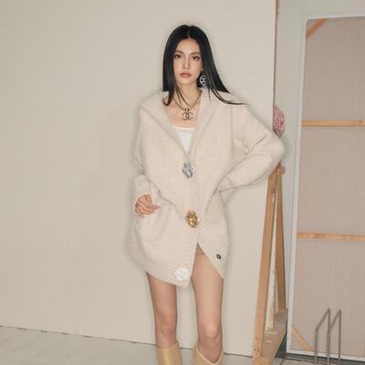 OLIVIADUO港味复古连帽毛衣