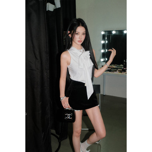 蝴蝶结系带百搭修身 OLIVIA 法式 飘带上衣2026春夏新款 上衣 DUO无袖