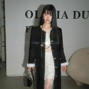 DUO黑色小香大衣外套女秋冬气质高级感小个子新款 OLIVIA 现货