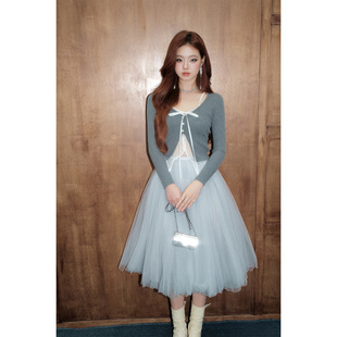 秋冬法式 DUO蕾丝假两件针织衫 OLIVIA 设计感系带打底衫 现货