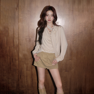 衬衣 小香风2026春夏女纯欲荡领高级感法式 OLIVIA DUO针织飘带衬衫