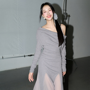 设计感小众显瘦气质搭配一整套 现货 OLIVIA DUO一字肩鱼尾套装